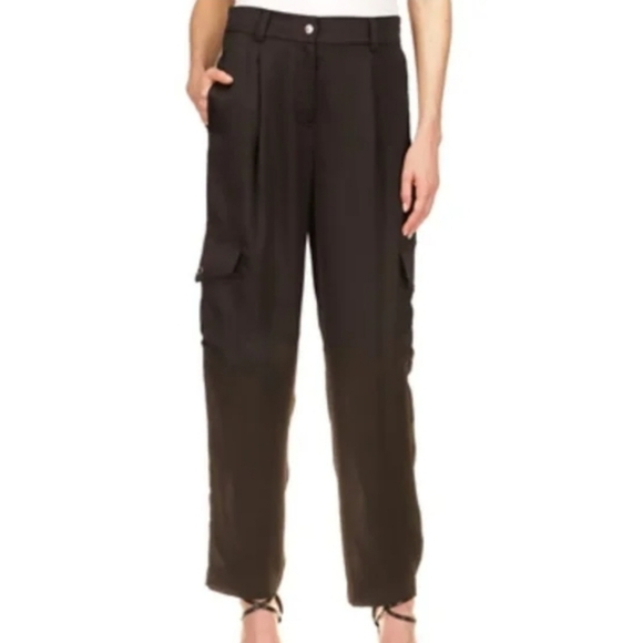 Michael Michael Kors black NWT textured satin cargo pants size 12 - Picture 1 of 12